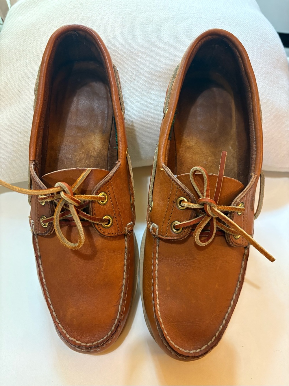 Timberlands 2 Eye Men's Classic Brown Leather Boat Shoes. Size 10